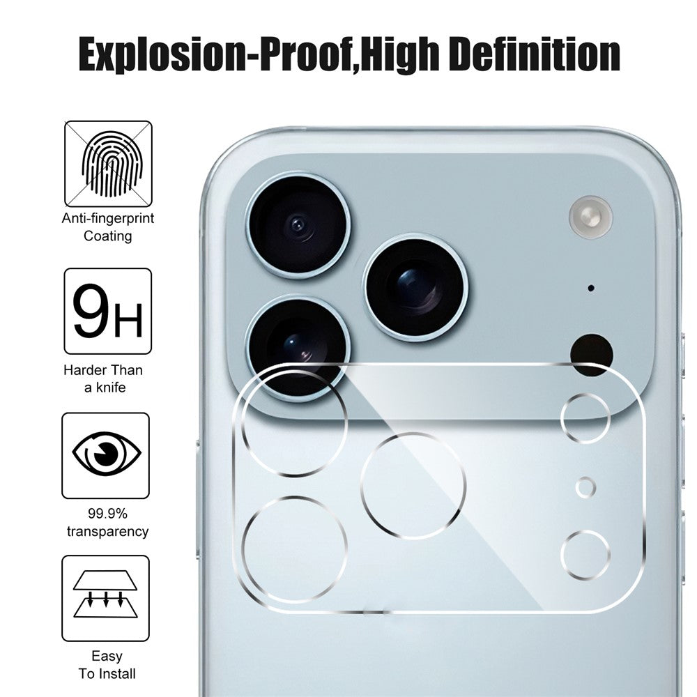 For iPhone 17 Pro Max Camera Lens Protector Arc Edge Clear Tempered Glass Film