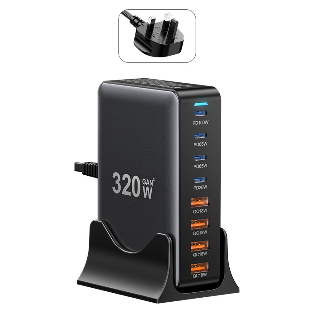 ESSAGER 320W GaN 4 USB + 4 Typ-C Desktop-Ladegerät