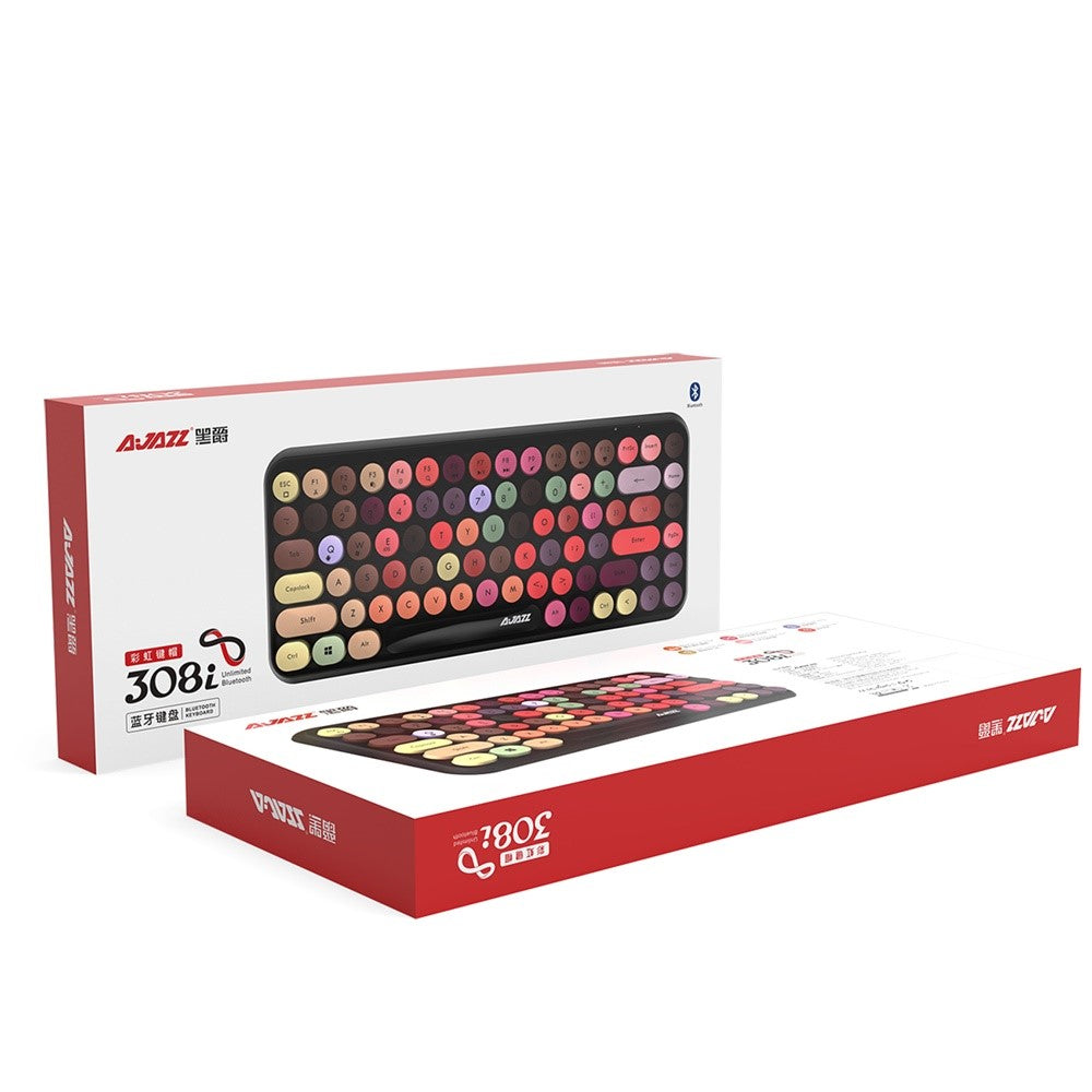 AJAZZ 308I Wireless Bluetooth-compatible Keyboard 84 Keys Retro Round Keycaps Mini Keyboard