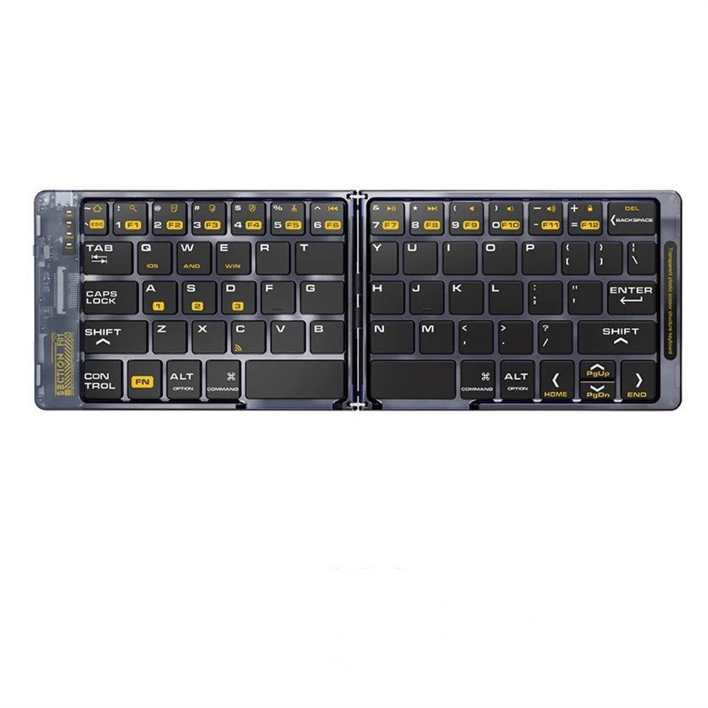 F69 Portable Bluetooth-Compatible Keyboard Transparent Design Two-Fold Keypad for Android / Windows / Ios