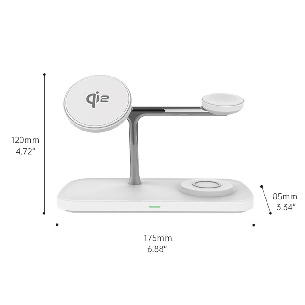 T255 Qi2 15W Magnetisches kabelloses Ladegerät für Handy, Uhr, Kopfhörer - 3in1 Desktop-Ladestation