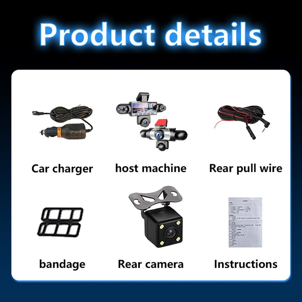W8 5-Kamera Dashcam 360° Aufnahme 1080P HD Auto DVR Front/Heck/Innen/Seite Parkmonitor