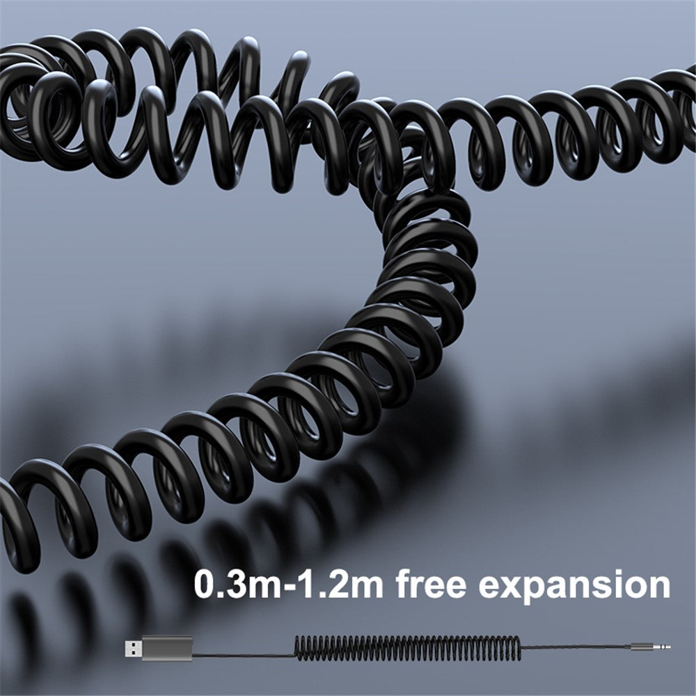 M01 Kfz Bluetooth-Empfänger Freisprechanlage Federkabel 3,5mm AUX Stereo Drahtloser Audio-Adapter