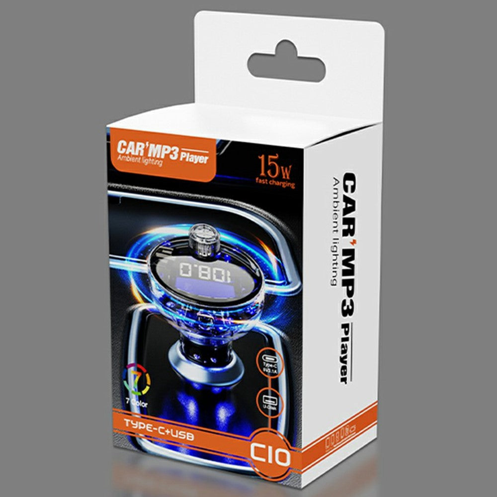 C10 Multifunktionaler Auto MP3 Player Adapter BT Freisprecheinrichtung FM Transmitter Autoladegerät mit USB / Type-C Ports