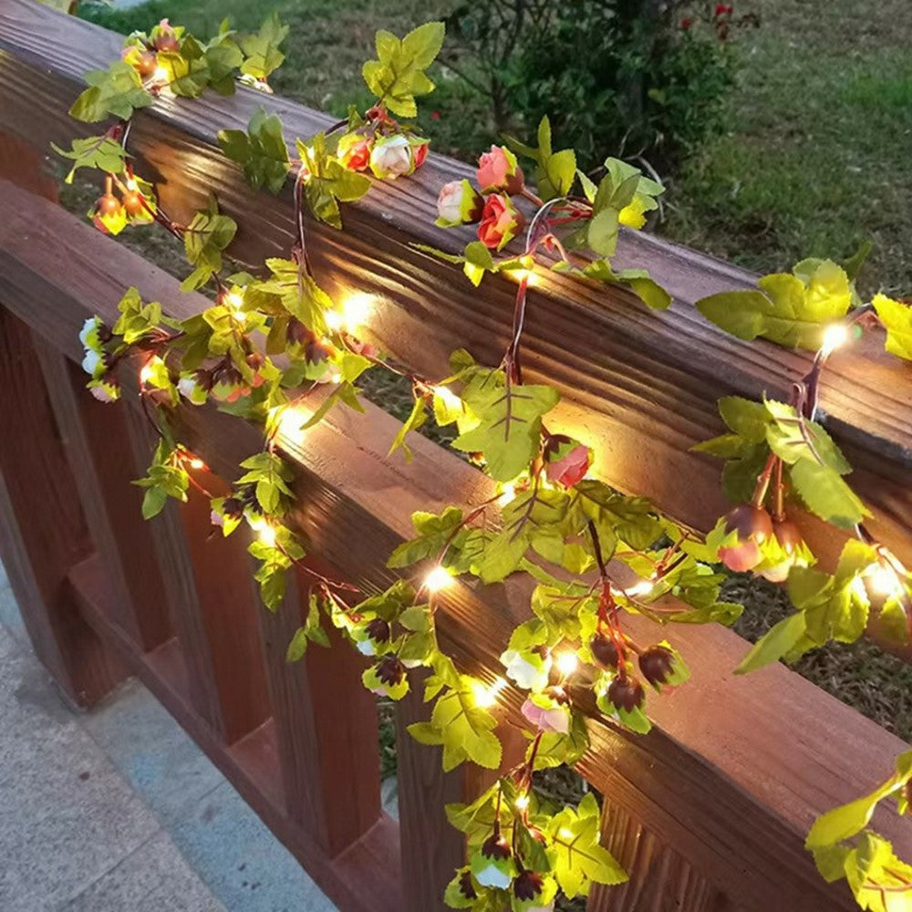 10m 100 LED Solar Powered Rose String Light 8 Modes Outdoor Garden Landscape Decorative Lamp