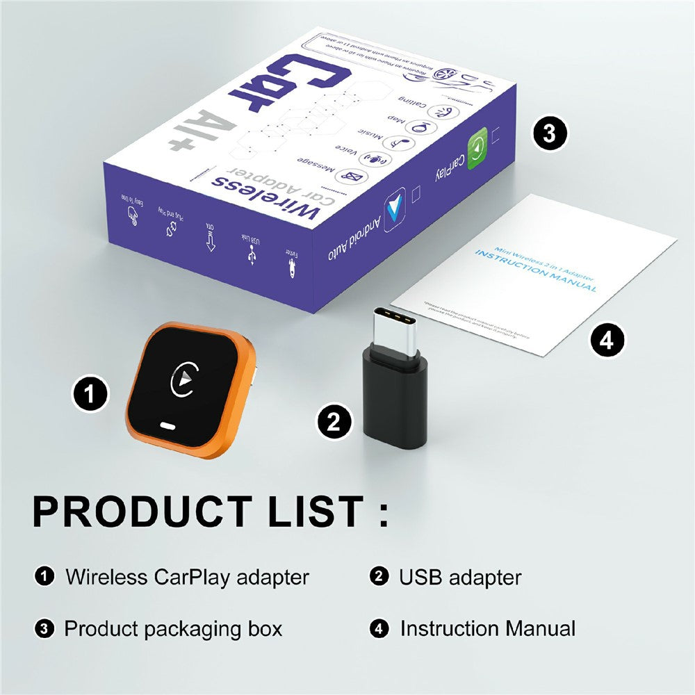 CP030-5 2-in-1 Wireless CarPlay & Android Auto Adapter | WiFi 6 | USB Dongle | AI Box
