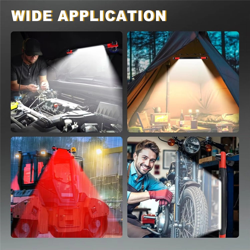 3000 Lumens LED Work Light Magnetic Rechargeable Dimming COB Flashlight 360 Degree Rotating Auto Inspection Light Repair Lamp for Car Repair Emergency