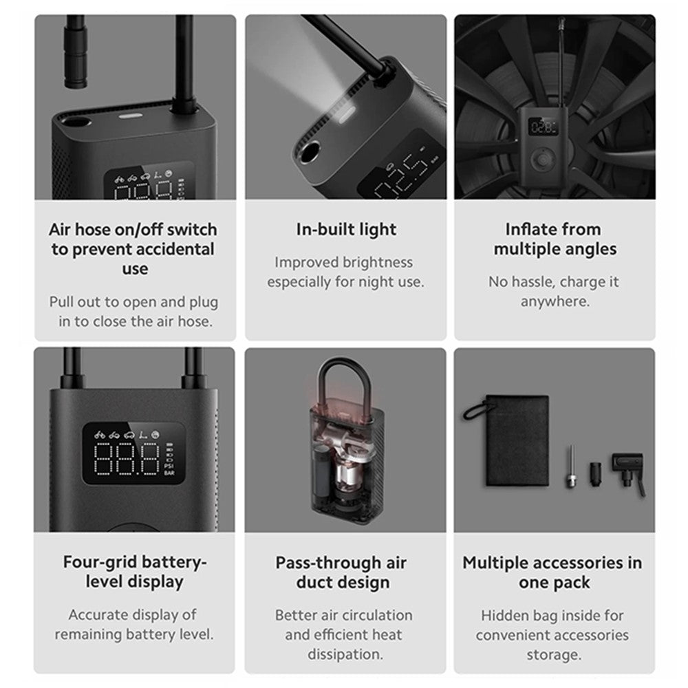 XIAOMI MIJIA MJCQB06QW Tragbarer Auto Kompressor Mini 150PSI mit LED