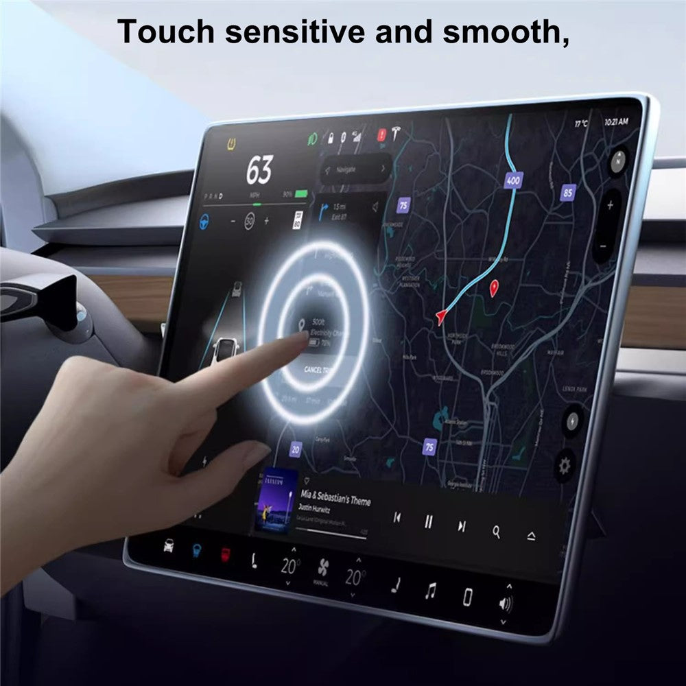 For Tesla Model Y 2025 / Model 3 2023-2025 Central Console Film Full Screen Clear Electroplated Tempered Glass Protector 15.4 Inches (34 x 22.5CM)