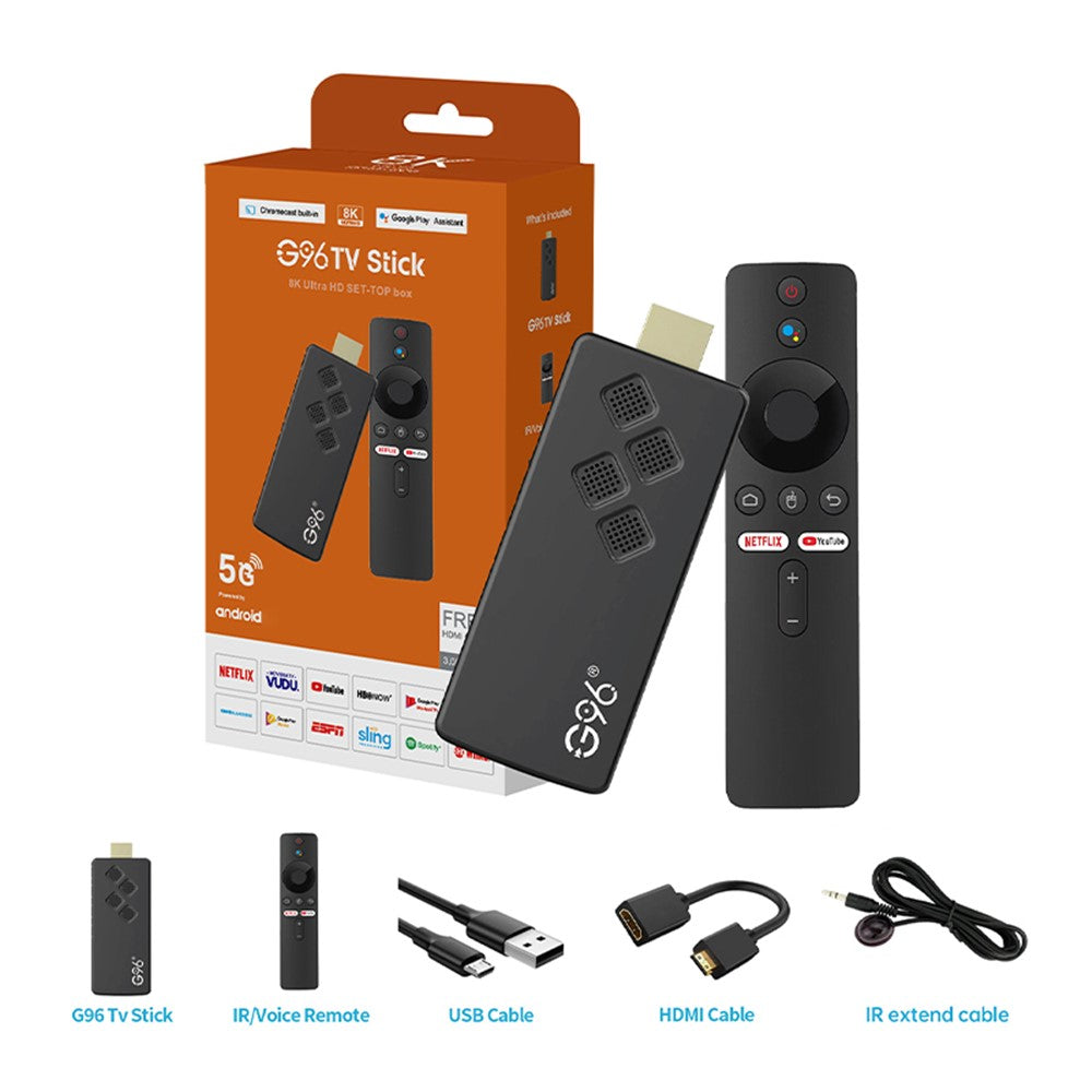 G96 ATV 8K Android 14 Voice Remote Control TV Stick 2.4G / 5G Dual-Band WiFi BT5 Media Player, 2GB+8GB