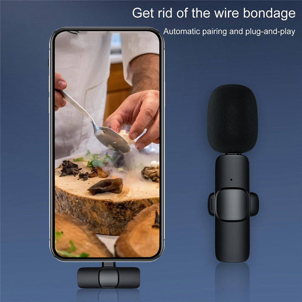K1 Clip-Mikrofon 2.4G Funk-Lavalier-Mikrofon mit USB-C Empfänger für Handy & Livestream
