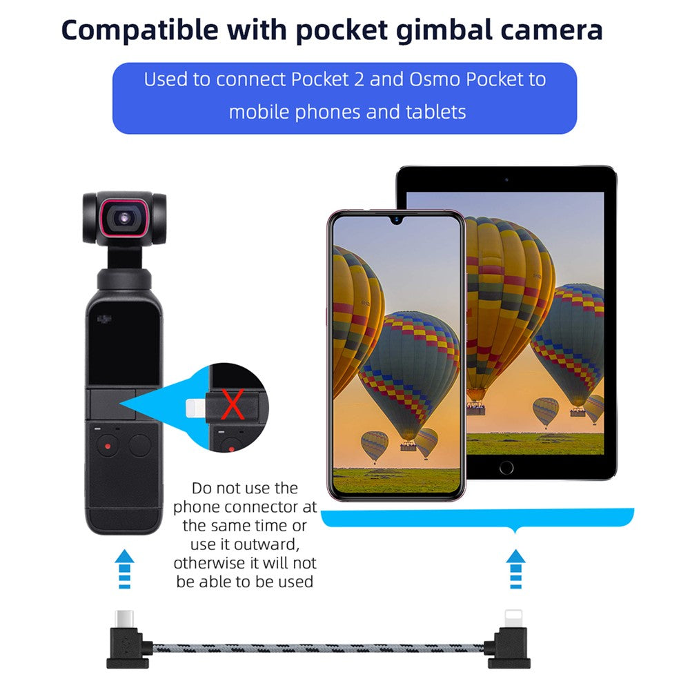 EWB8464 30cm Remote Control Data Connected Cable Cord for DJI Mavic Air 2/Mini 2/Pocket 2/Osmo Pocket