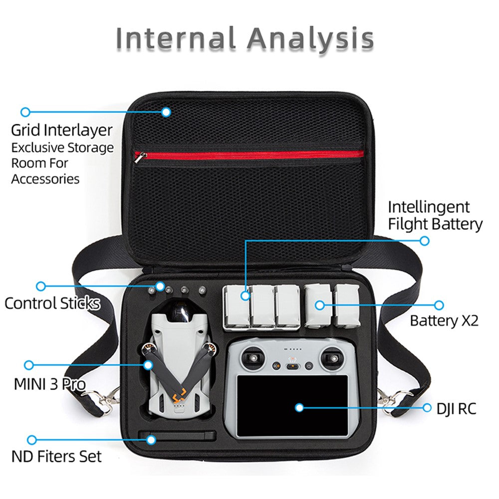 For DJI Mini 3 Pro / Mini 3 Portable Carrying Case RC Drone Shockproof Storage Bag Anti-Scratch Shoulder Bag