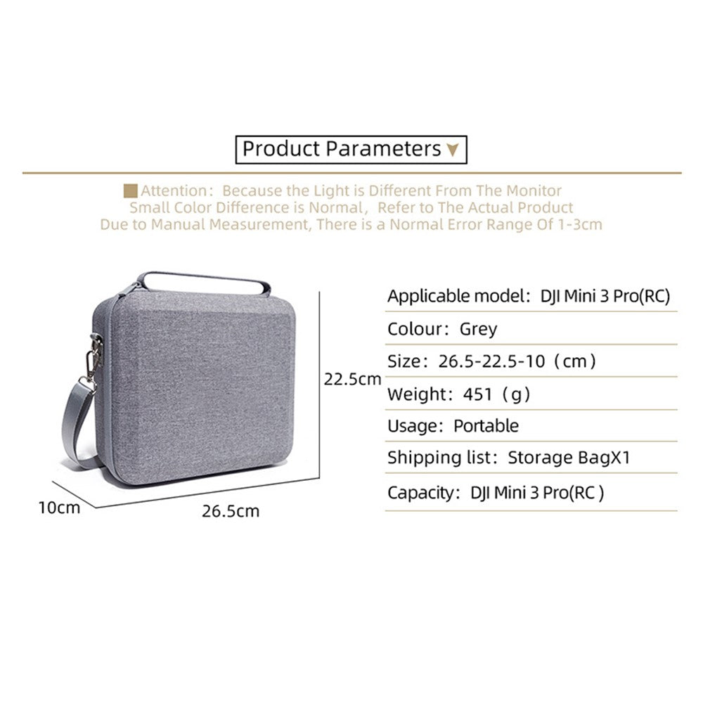 For DJI Mini 3 Pro Portable Carrying Case RC Drone Controller Shockproof Storage Bag Anti-Scratch Shoulder Bag