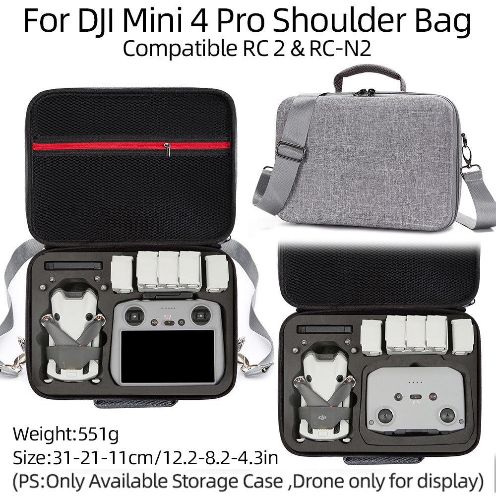 For DJI Mini 4 Pro Shockproof EVA+Cloth Handbag Carrying Case RC Drone Accessories Storage Bag with Shoulder Strap