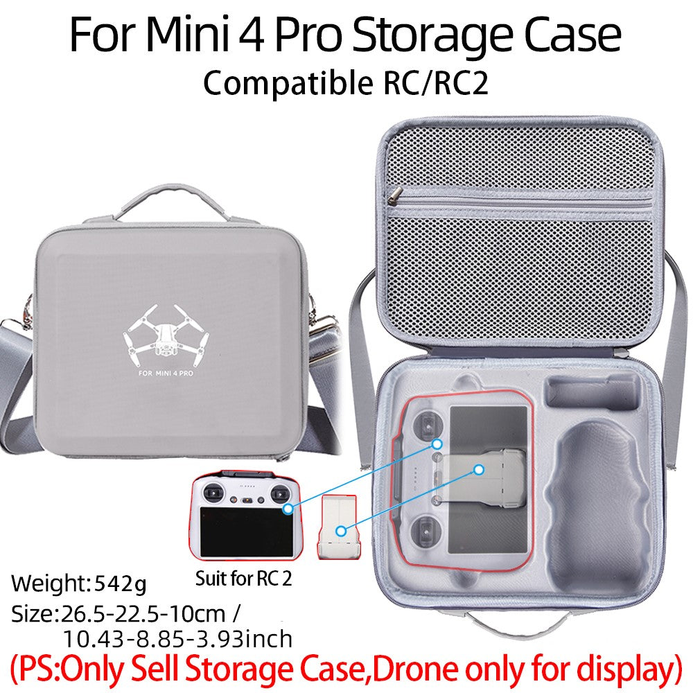For DJI Mini 4 Pro Drone RC / RC2 Controller EVA Shockproof Carrying Case Crossbody Bag