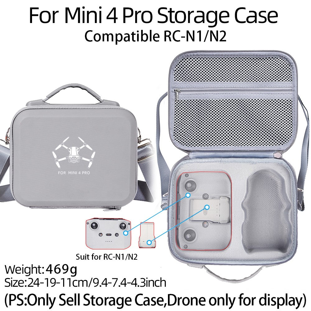 For DJI Mini 4 Pro EVA Shockproof Carrying Case Drone RC-N1 / N2 Controller Crossbody Bag