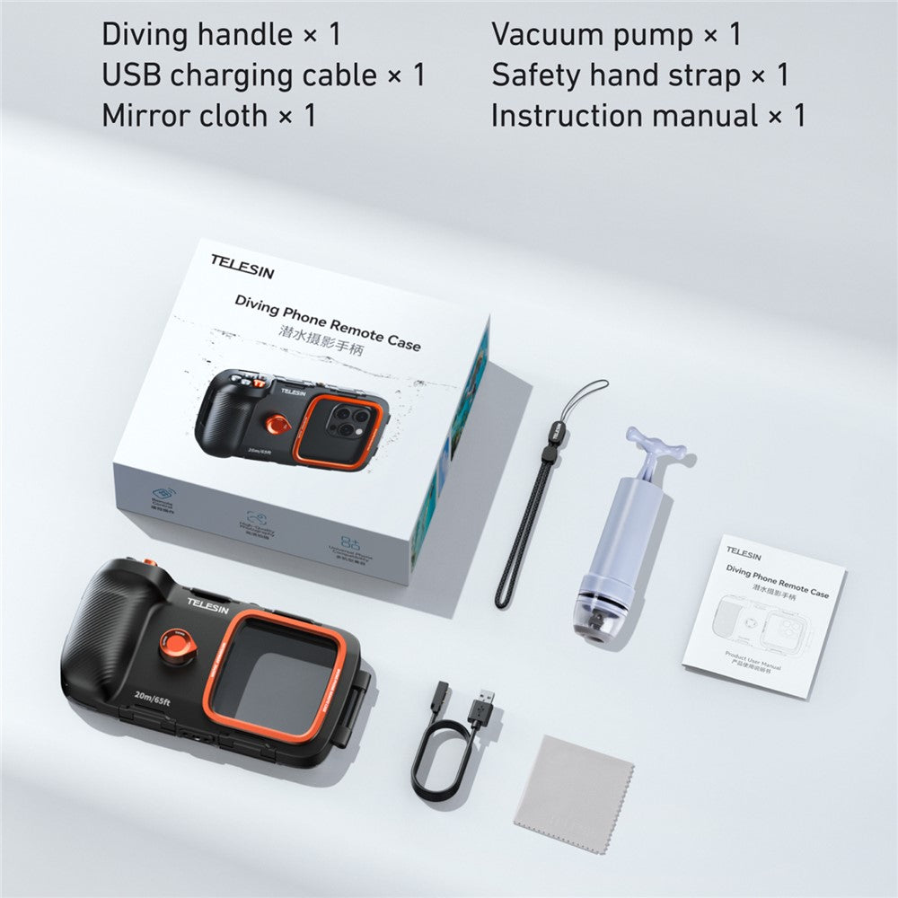 TELESIN Wasserdichte Tauch Handyhülle IP68, 20m Unterwasser, Bluetooth, Anti-Beschlag, Fotografie