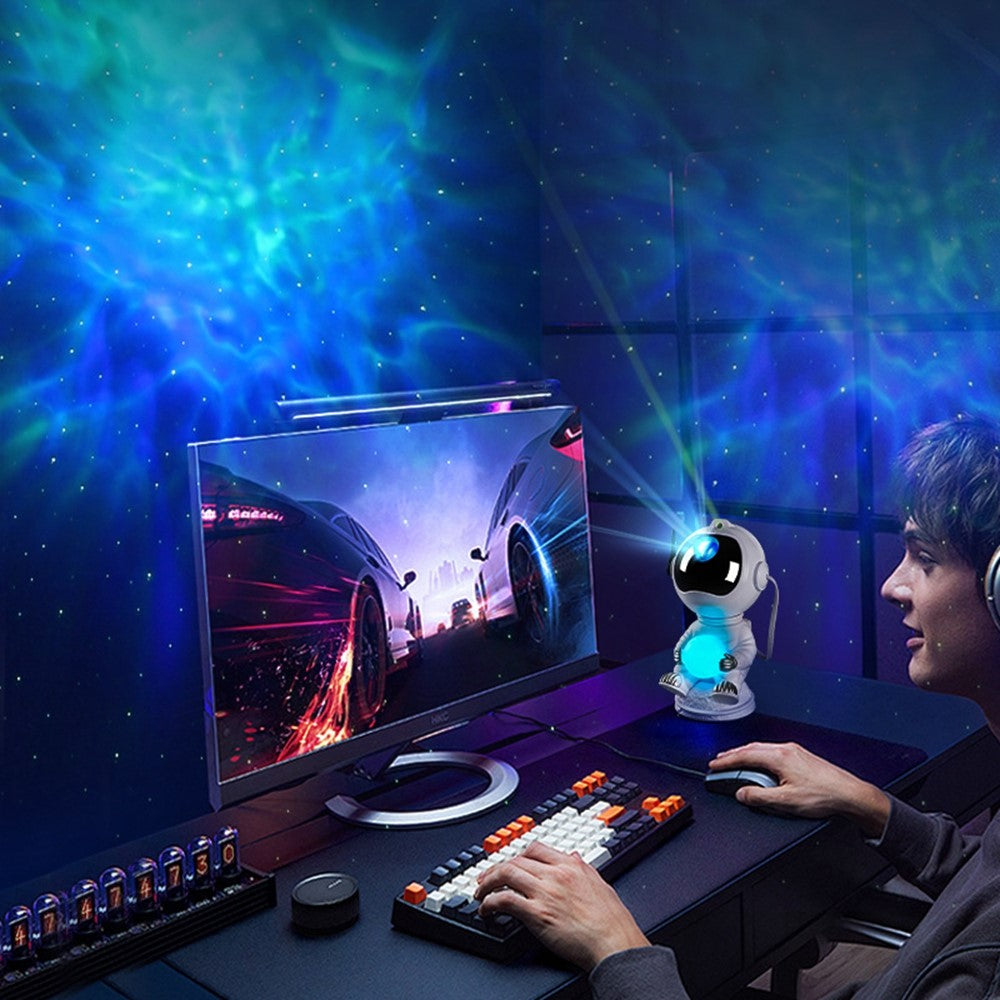 JN2312 Lovely Astronaut Smart Timing Starry Sky Projection Lamp Bluetooth-compatible Speaker Moon Night Light