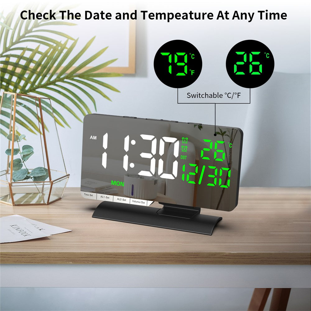 EN8836-B LED Digital Alarm Clock with DST Function Perpetual Calendar Temperature Week Display Desk Clock