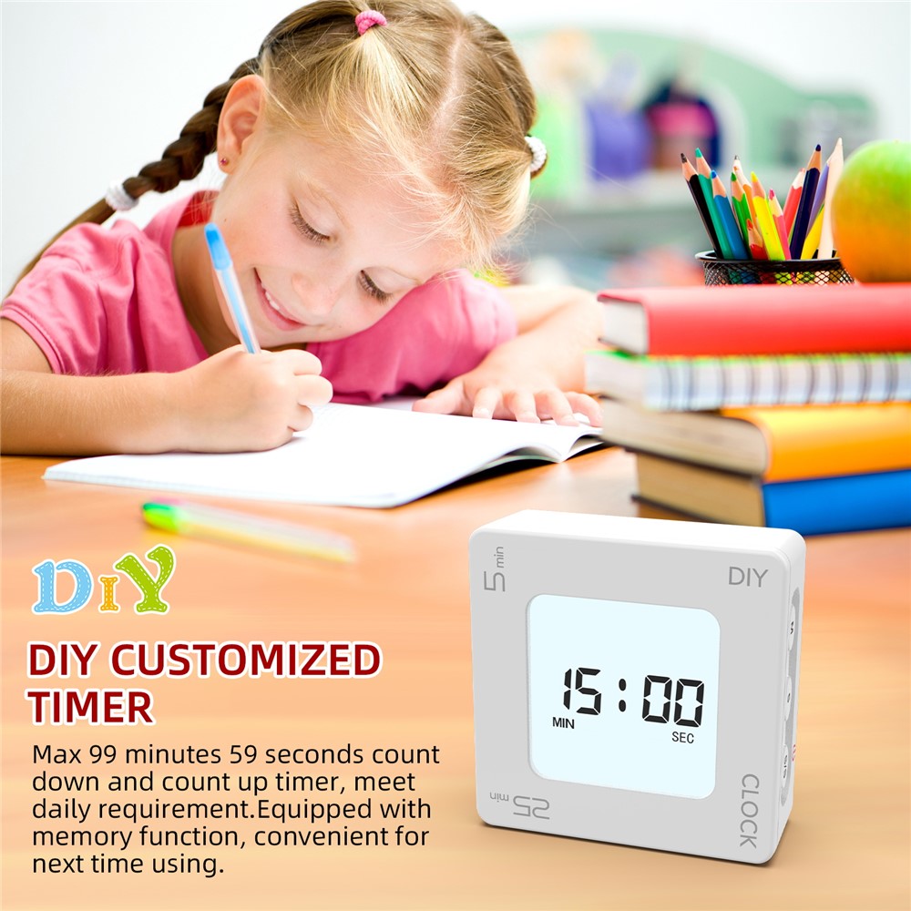 EN7019 Portable Flip Timer Mini Time Reminder Vibrating Timer Countdown Alarm Clock with Backlit