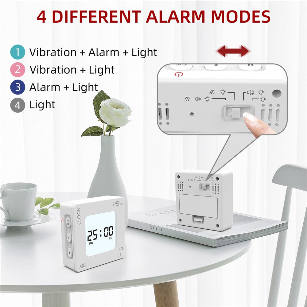 EN7019 Portable Flip Timer Mini Time Reminder Vibrating Timer Countdown Alarm Clock with Backlit