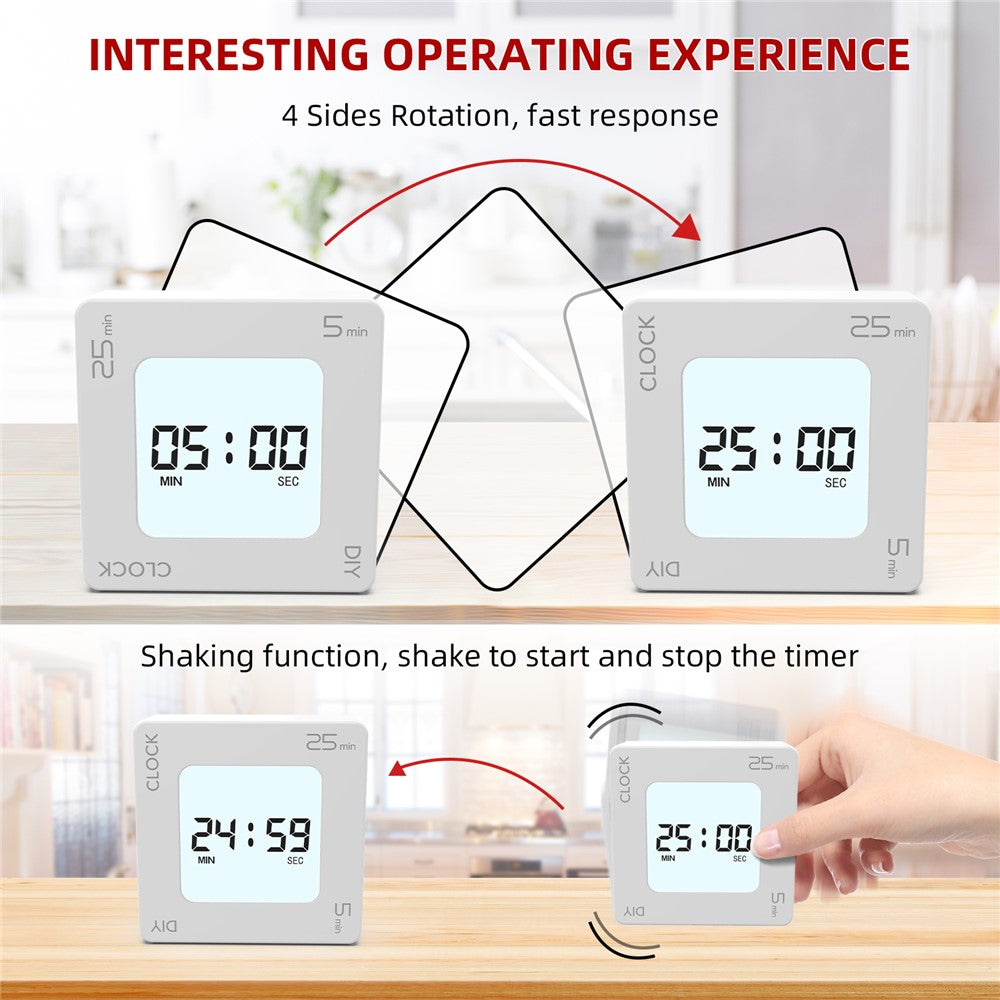 EN7019 Portable Flip Timer Mini Time Reminder Vibrating Timer Countdown Alarm Clock with Backlit