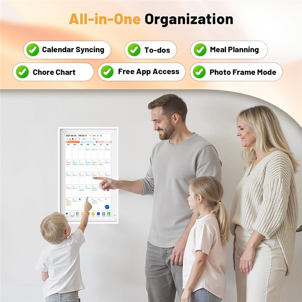 15,6 Zoll Smart Home Planungs-Touchdisplay – Digitaler Familienkalender & Organisationszentrum mit HD-Bildschirm zur Verwaltung von Terminen, Aufgaben und Familienplänen
