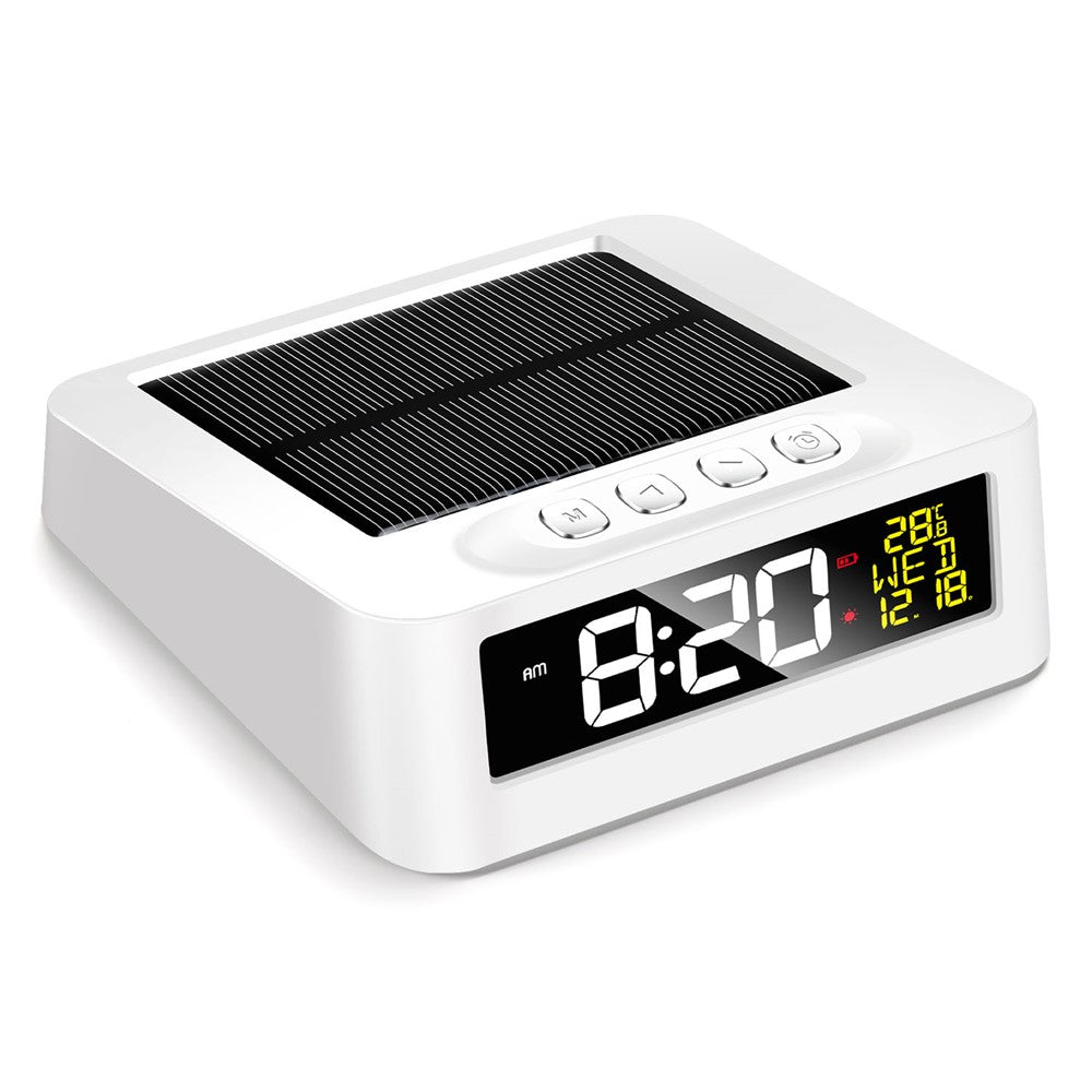 GS-301 Solar Powered Clock Temperature Display LED Digital Alarm Clock with Fatigue Driving Reminder