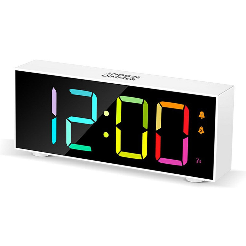 GS-8813 LED Digital Alarm Clock Large Display Temperature Monitor Voice Activated Bedside Clock with RGB Light