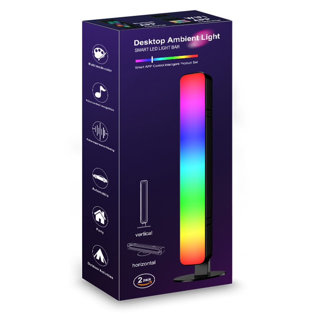 D04 2Pcs Sound Pickup RGB Desktop Ambient Light Smart Gaming Light Bar with Remote Control, Bluetooth-compatible Version