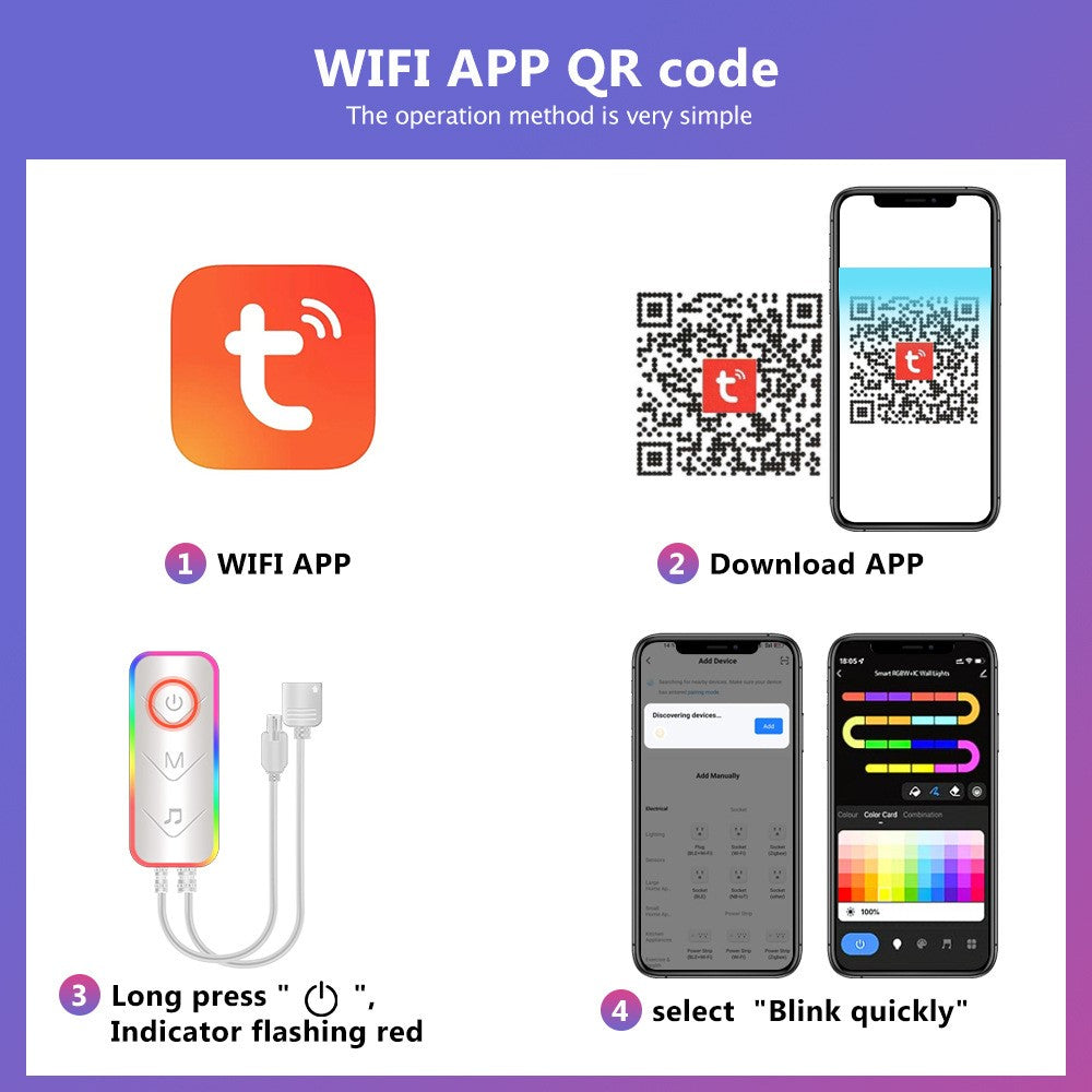 DIY024 6Pcs Tuya WiFi Smart Atmosphere Wall Lights Bluetooth-compatible DIY Modular RGBIC LED Music Sync APP Control Ambient Lamp