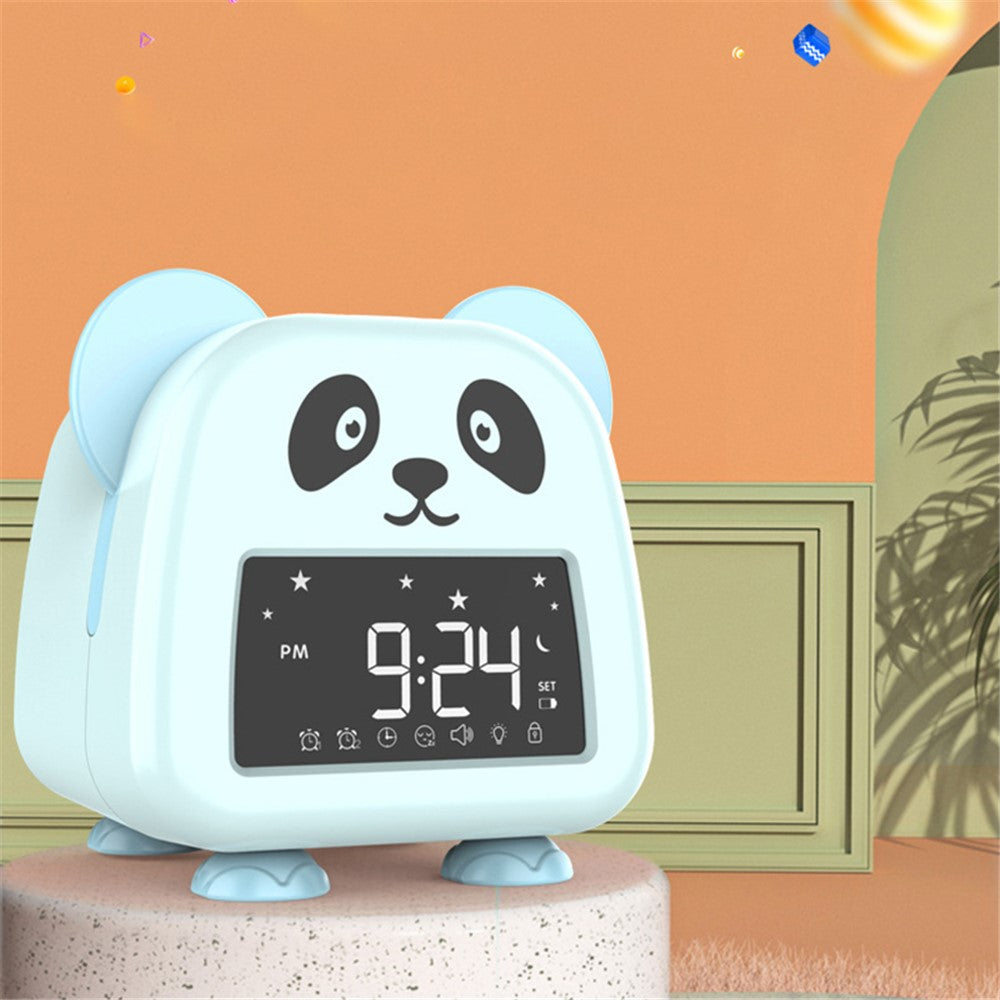 JS2726E Cute Cartoon Panda Kids Digital Clock Children Sleep Training Alarm Clock with LED Night Light