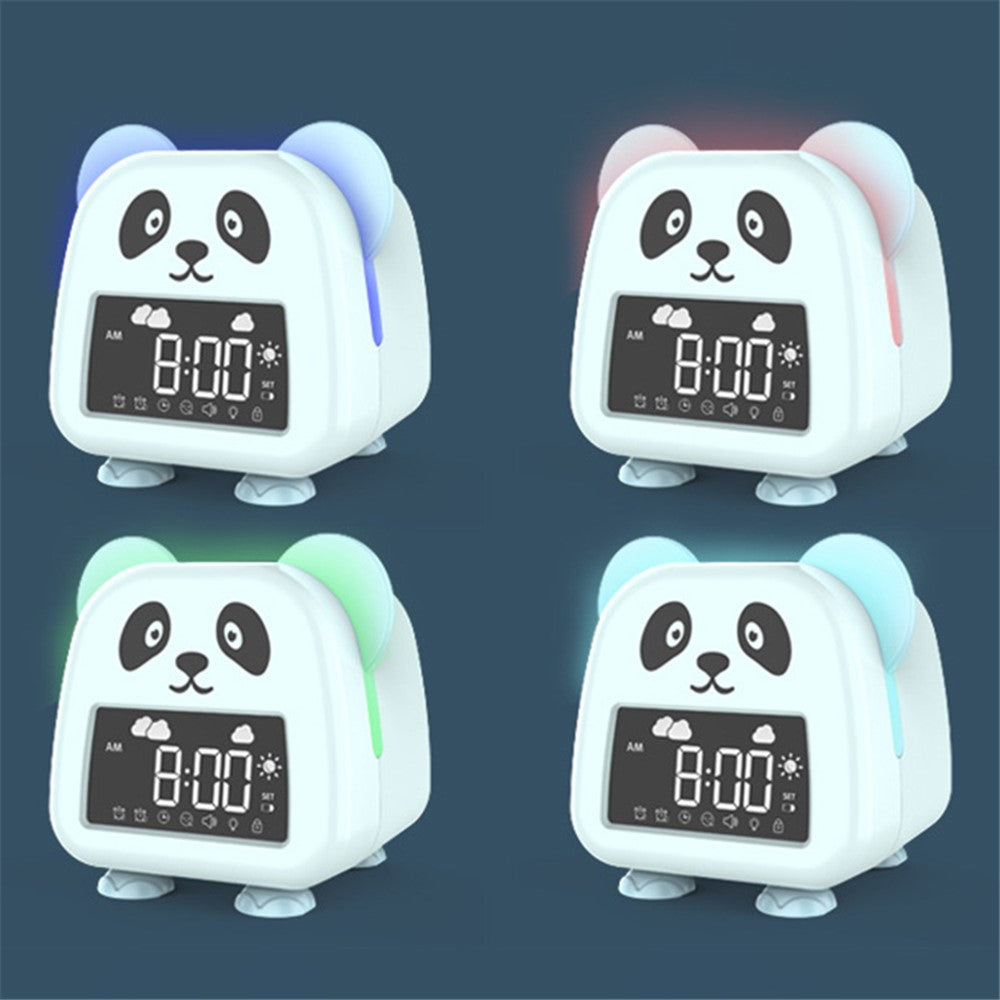 JS2726E Cute Cartoon Panda Kids Digital Clock Children Sleep Training Alarm Clock with LED Night Light