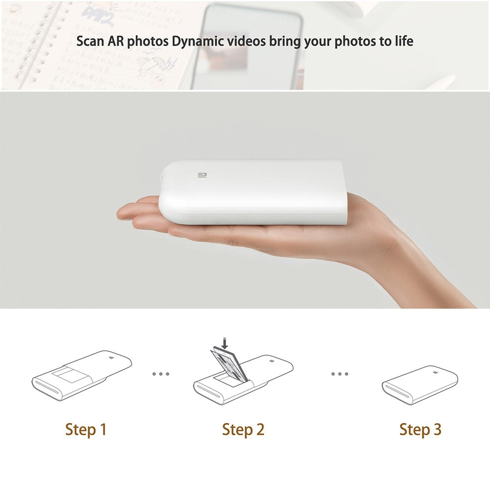XIAOMI Portable Mini Inkless Bluetooth-compatible Pocket Photo Printer AR Video Photo Printer