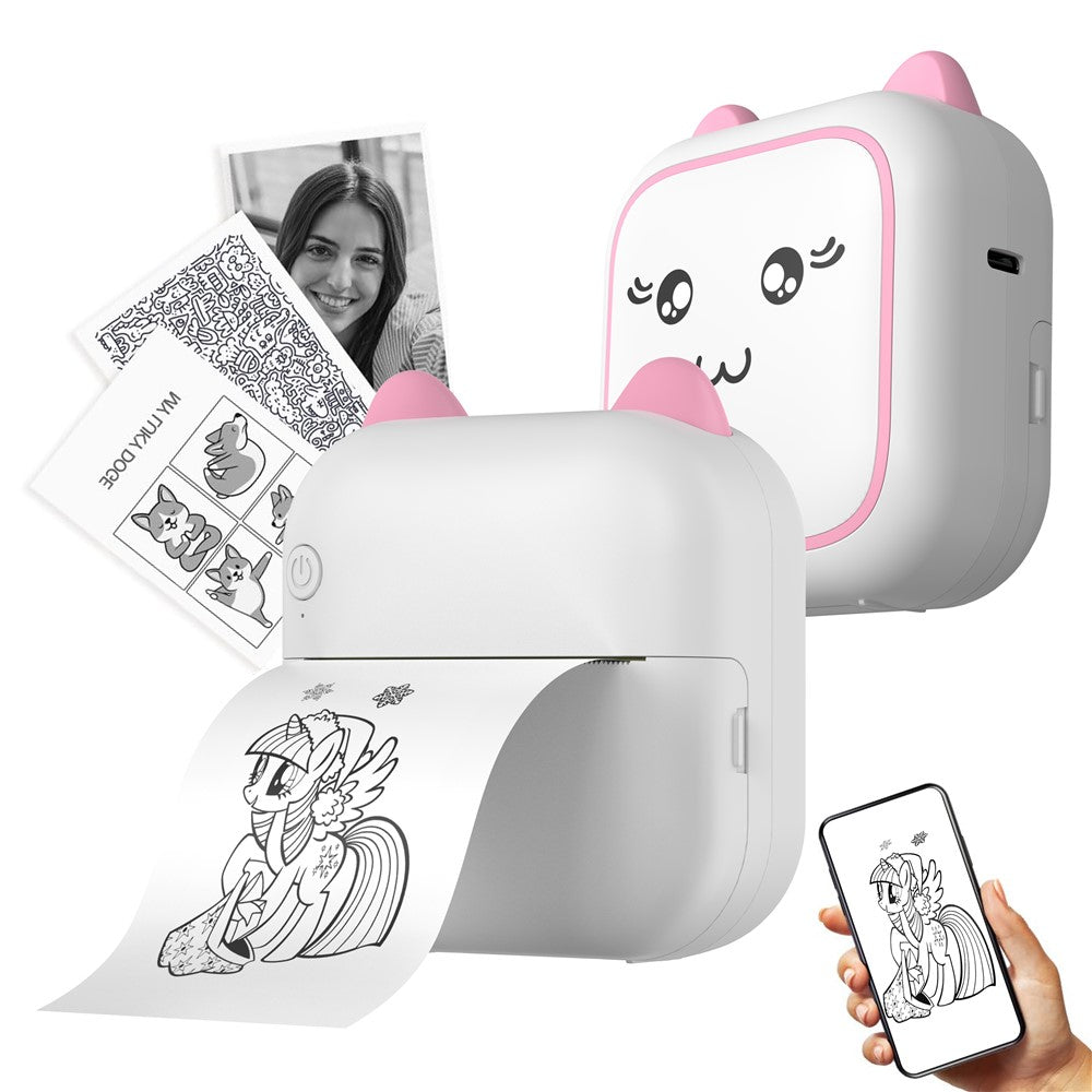 M5 Portable Bluetooth-Compatible Thermal Printer with 1 Roll Printing Paper for Photo Journal Notes Receipt Memo