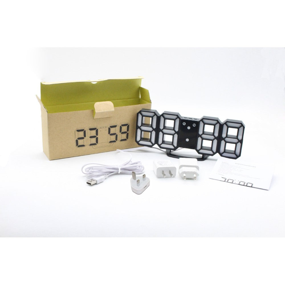 Modern Electronic 3D Digital Alarm Clock Luminous Clock LED Wall Clock