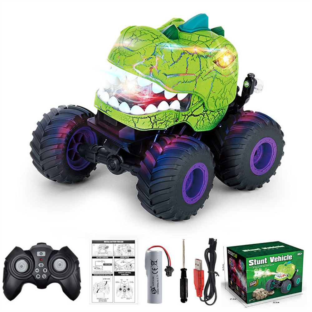 KY-S203A Cracked Pattern 1 / 20 Remote Control Toy Car Light Music Mist Spray Function Dinosaur Head Stunt Car