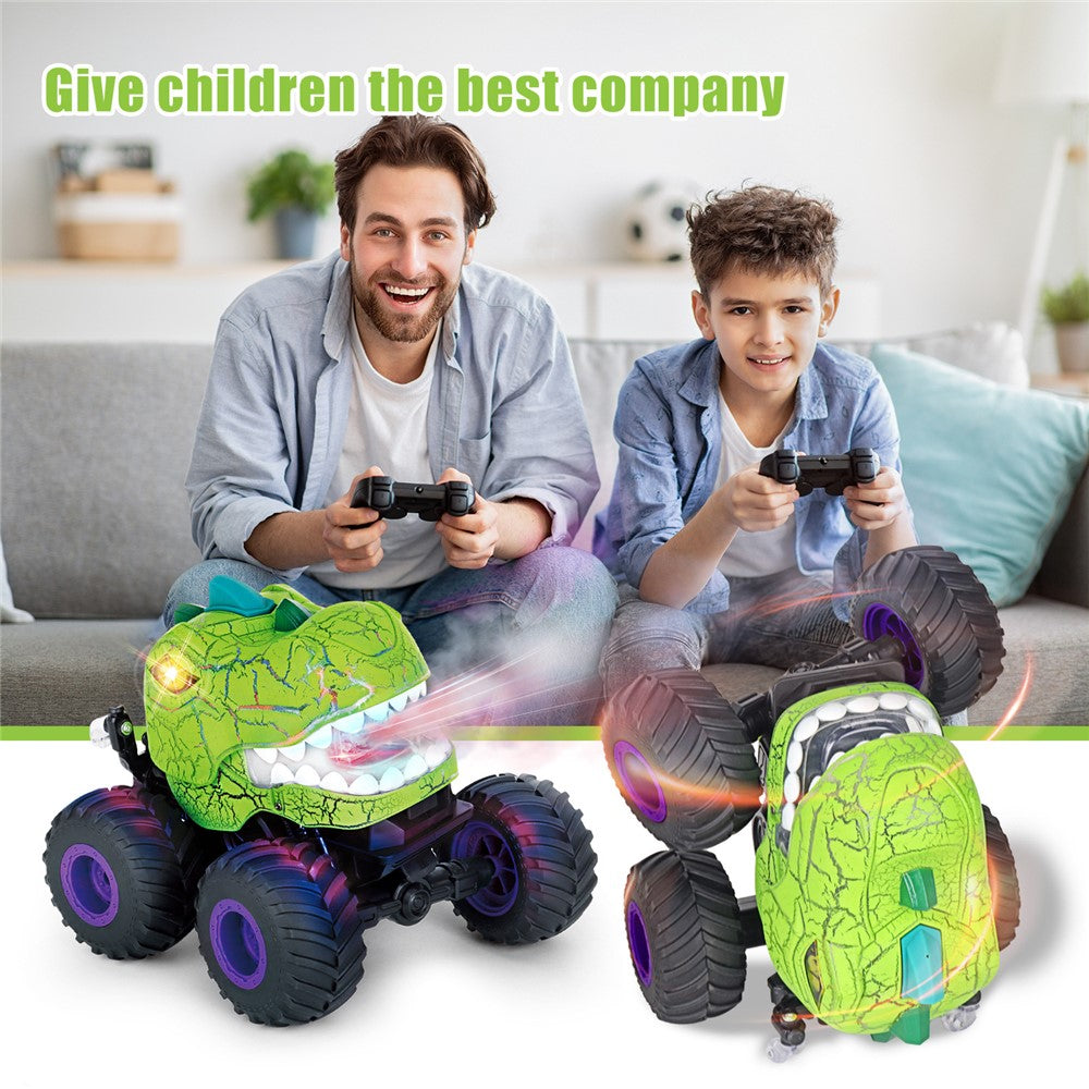 KY-S203A Cracked Pattern 1 / 20 Remote Control Toy Car Light Music Mist Spray Function Dinosaur Head Stunt Car