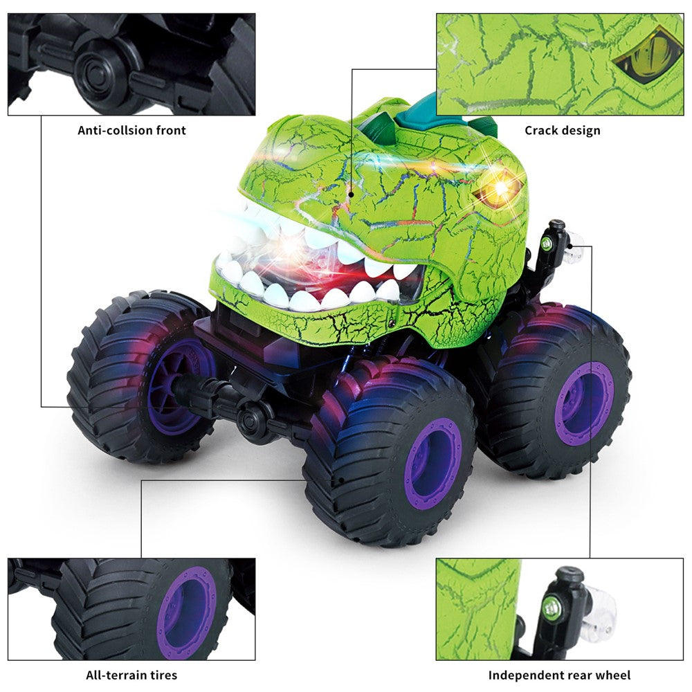 KY-S203A Cracked Pattern 1 / 20 Remote Control Toy Car Light Music Mist Spray Function Dinosaur Head Stunt Car