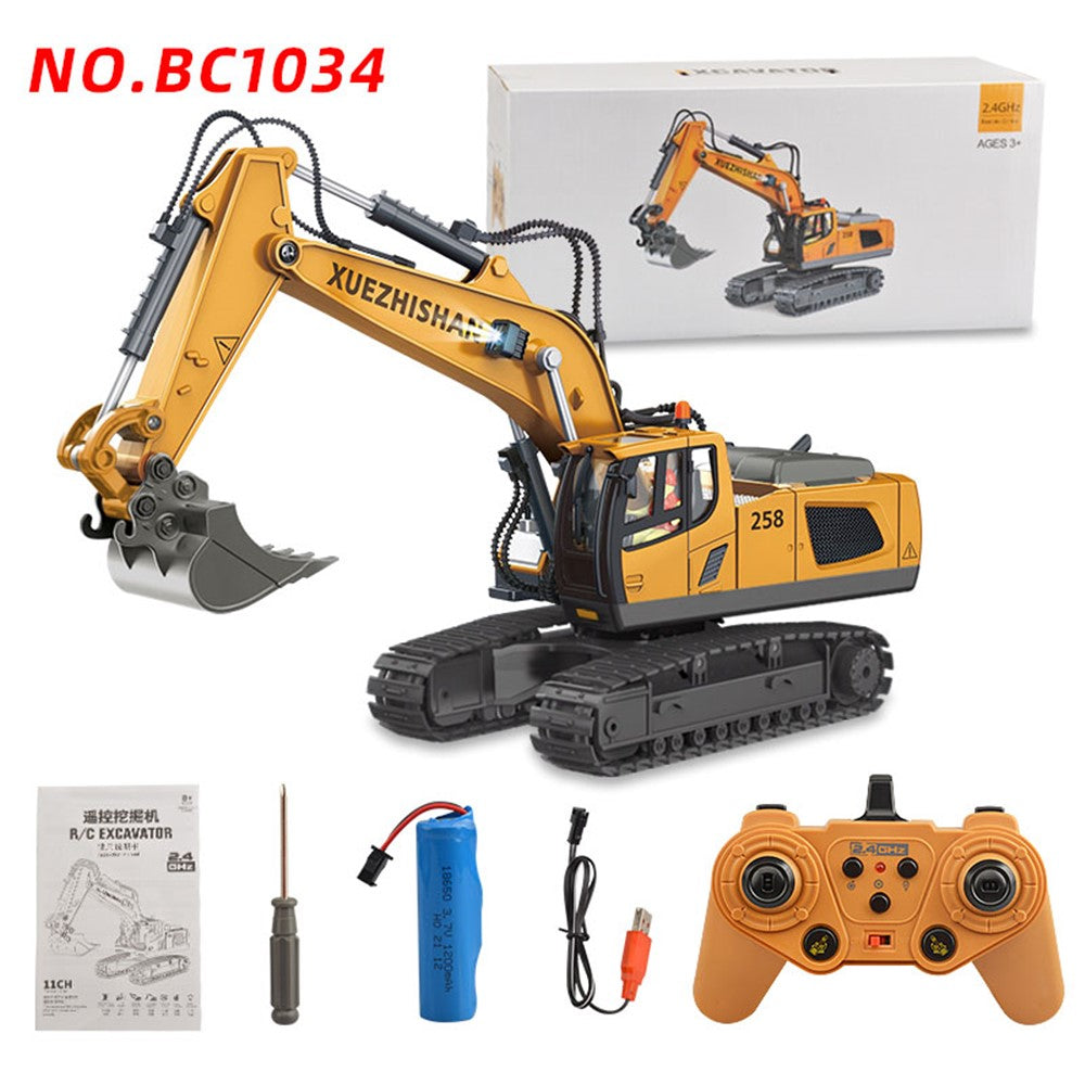 1034 Plastic 1:20 2.4G RC Engineering Vehicle Remote Control 680 Degrees Rotation 11 Channel Crawler Excavator Kids Toy with Light Music