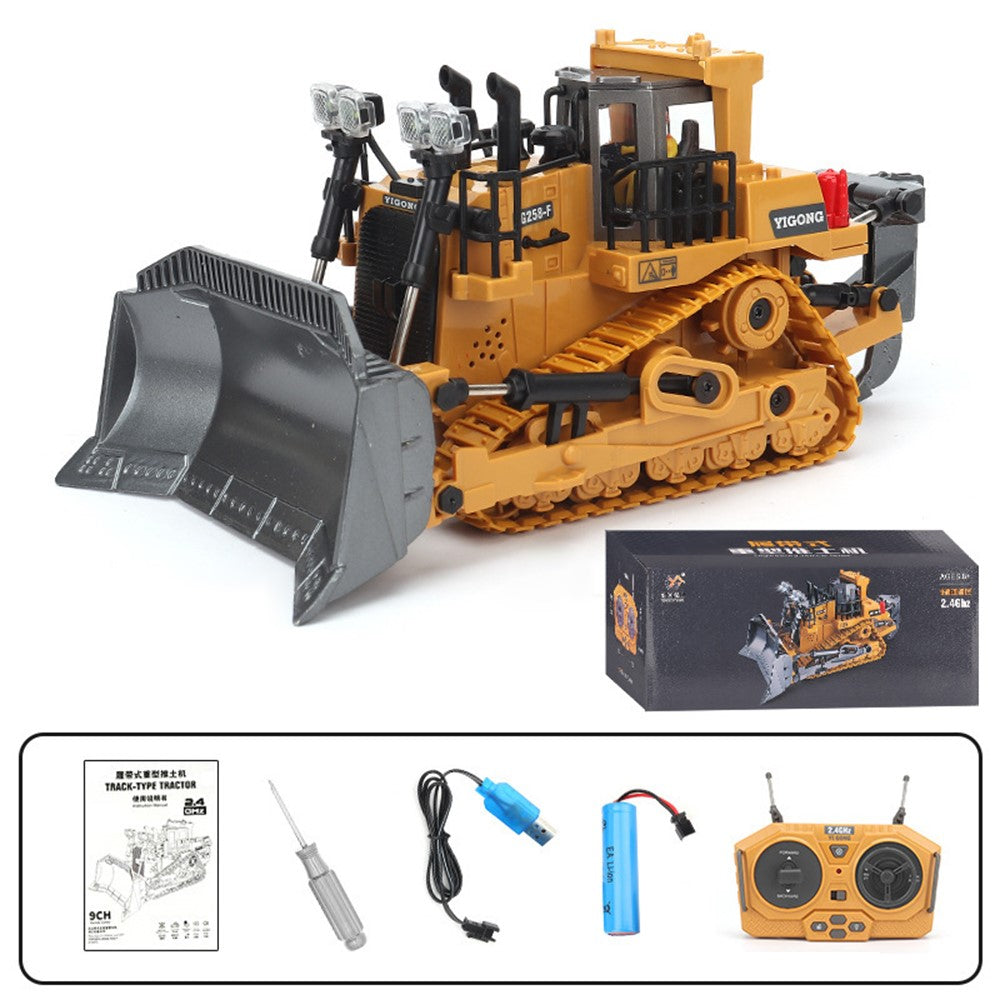 Children 9-Channel Bulldozer RC Vehicle Toy Gift with Sound and Light Effect