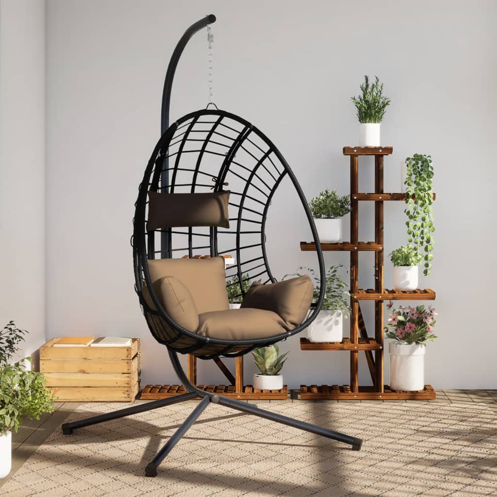 Hängesessel Ei-Design Mit Ständer Rattan Und Stahl