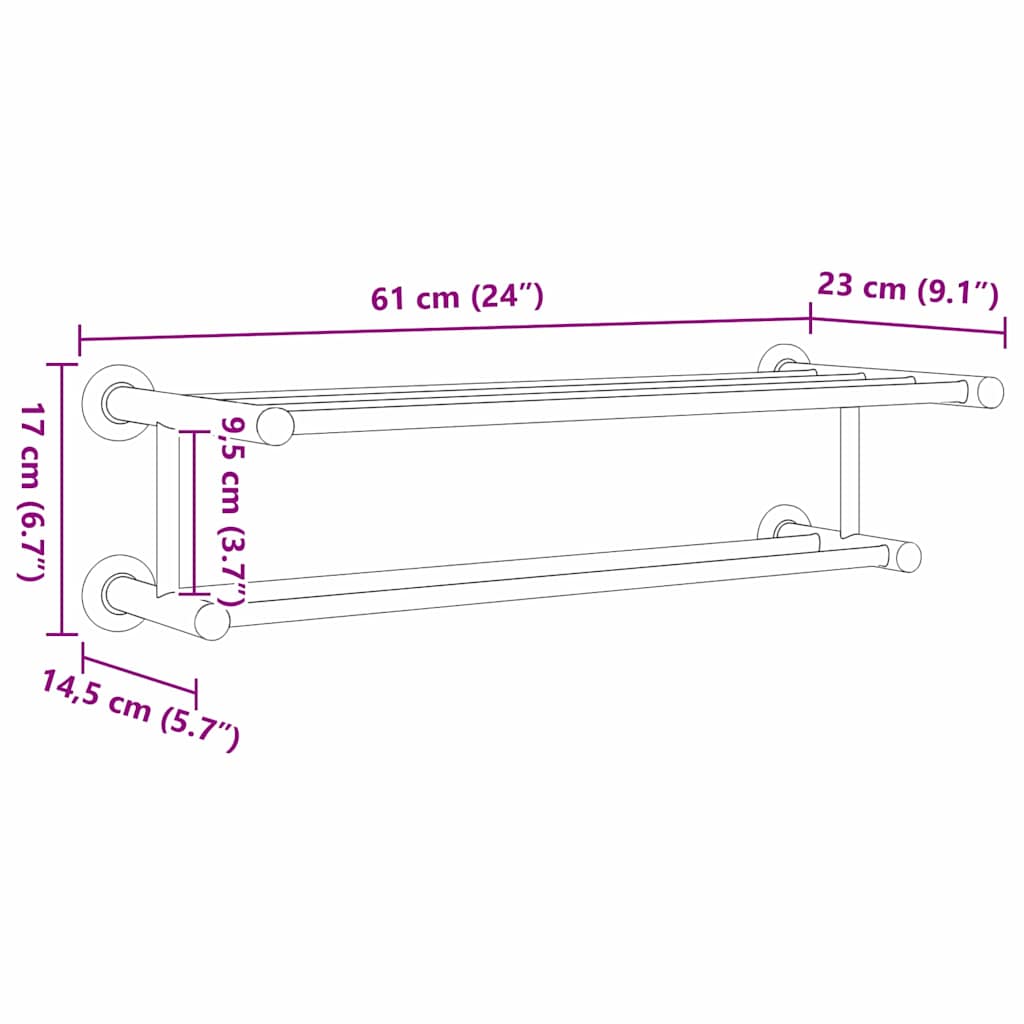 Handtuchhalter 61 X 23 X 17 Cm Edelstahl