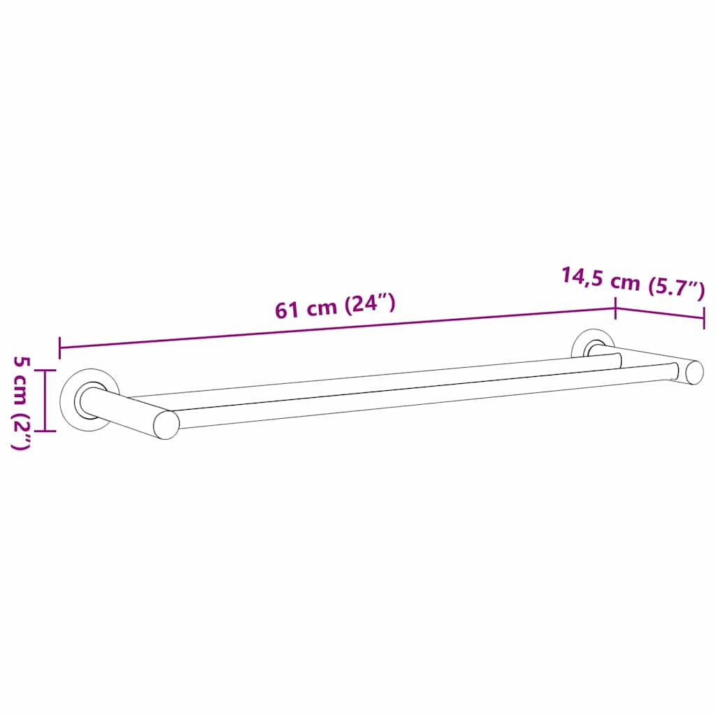 Handtuchhalter 61 X 14,5 X 5 Cm Edelstahl