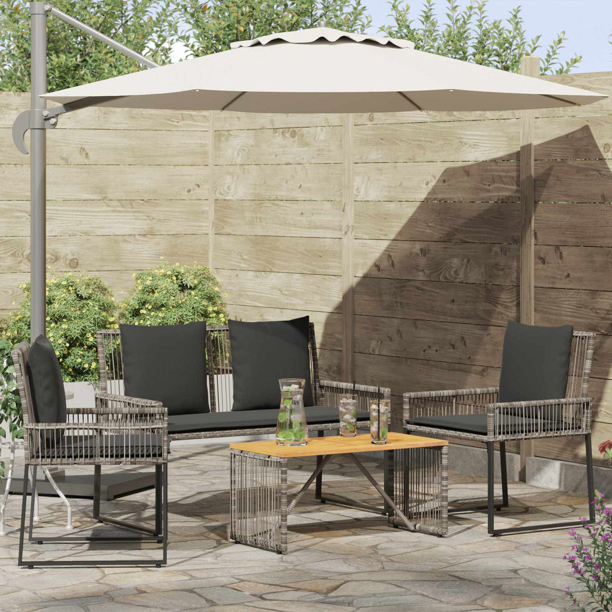 Gartenmöbel Set 7 Pcs Poly-Rattan