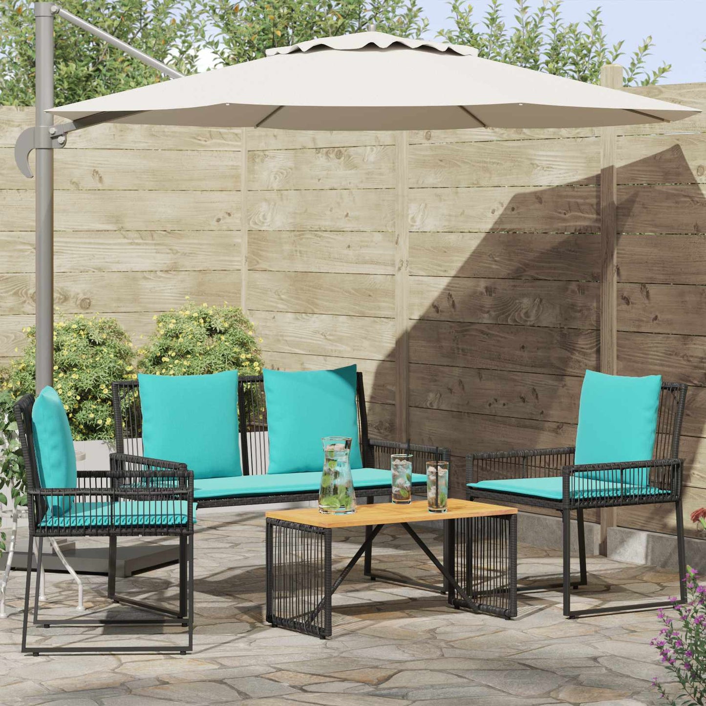 Gartenmöbel Set 7 Pcs Poly-Rattan