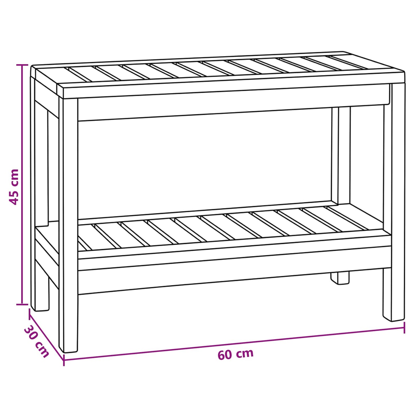 Badezimmer Beistelltisch Natur 60 X 30 X 45 Cm Massivholz Teak