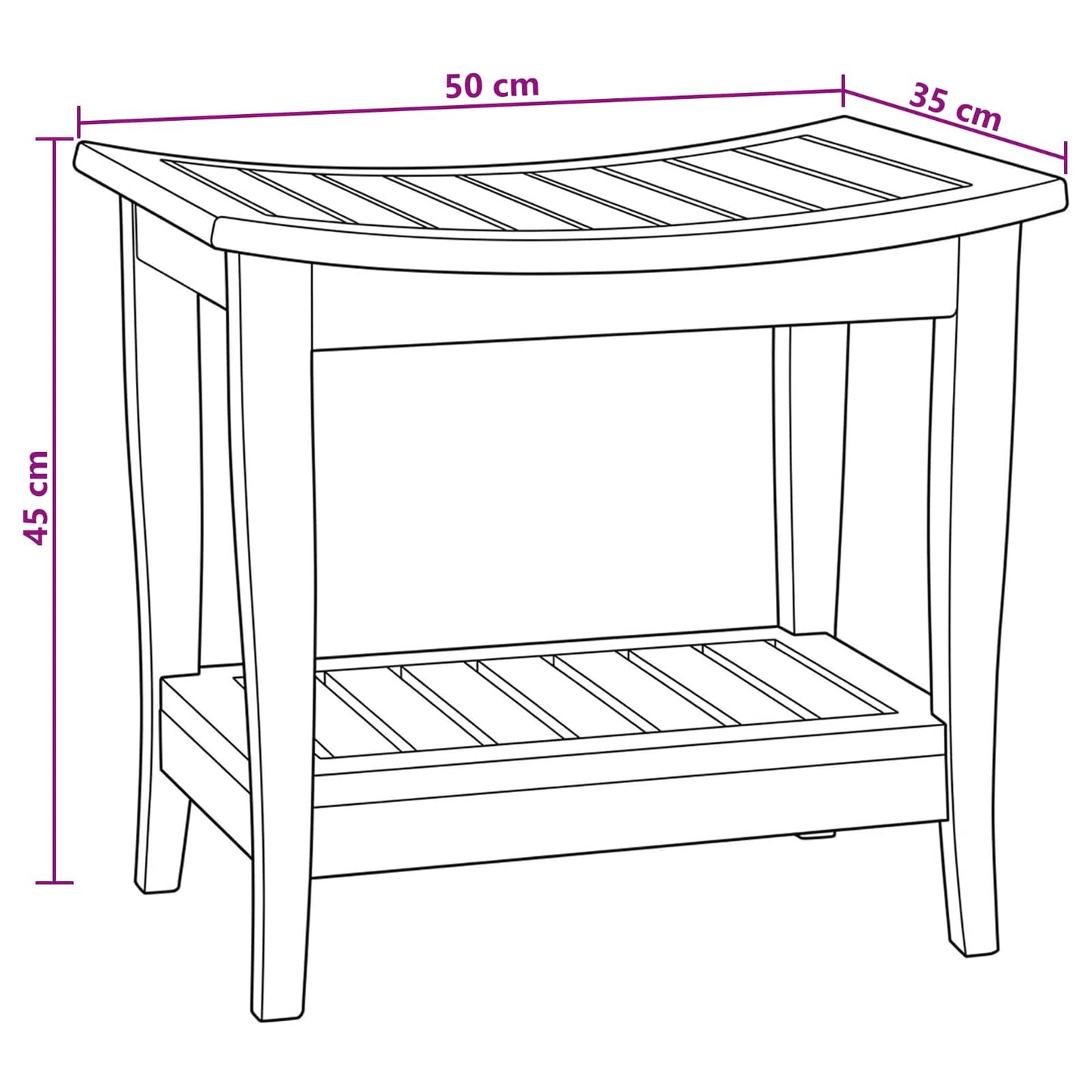 Bad Beistelltisch Natur 50 X 35 X 45 Cm Massivholz Teak