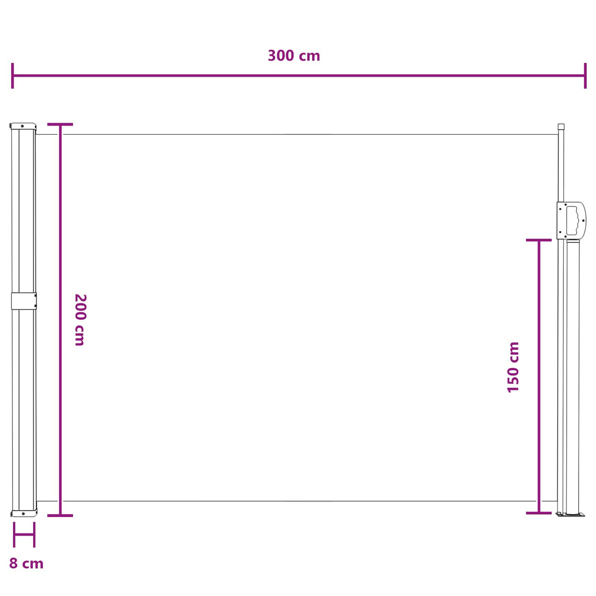 Ausziehbares Seitenmarkise 300 X 200 Cm Polyester Grau